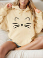 Cat Face Printed Sportswear for Womensoft and Warm Hooded Sweatshirt Winter Pullover Casual Round Neck Women's Clothing