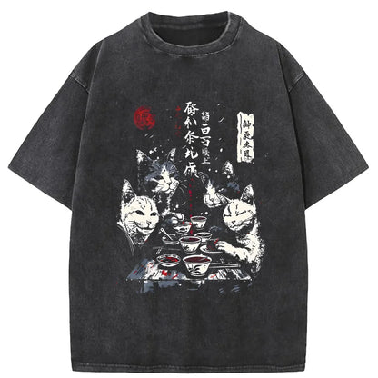 Cartoon Cat Graphic Men Tshirt Casual Baggy Short Sleeve T-shirt Japanese Style Oversized T Shirt Men's Clothing