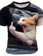 Funny Cat Tshirt For Men Graphic Short Sleeve T Shirts Harajuku Street Animal Personality Design 2025 Fashion Tee Tops Summer