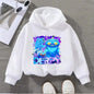 Kids Cartoon Cat Sweatshirt Cute Blue Animal Print Pullover Toddler Long Sleeve Top Casual Children's Clothing