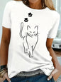 Whimsical Cat Print T Shirt Cat Women Kawaii T-shirt Girl Casual Short Sleeve O Neck Top Summer Female Animal Clothing Tshirt