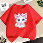 Kids Lovely Cat Pet Animal T Shirt Fashion Summer Girls Cute Casual Top Short Sleeve Tshirts Children Cartoon Graphic Tee