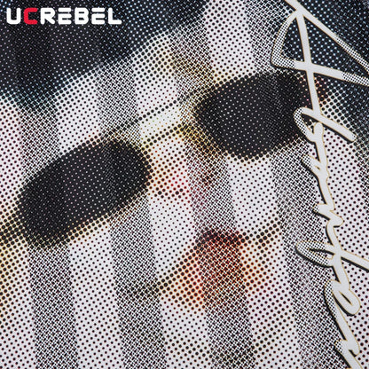 Cat Print Short Sleeve T-shirt Mens Summer Retro High Street Loose Raglan Half-Sleeve V-neck Breathable Mesh Tshirt Men