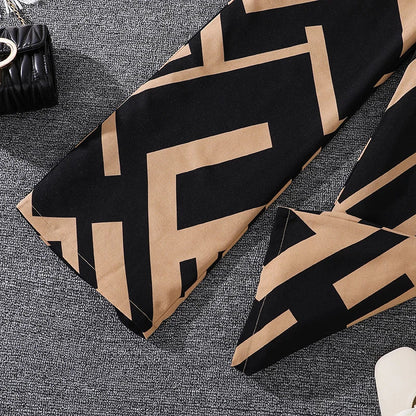 Kids Clothing Sets For Girls Khaki Off-shoulder Long sleeve Top & Stripe Printing Pants Summer Resort Style Children Suits OOTD