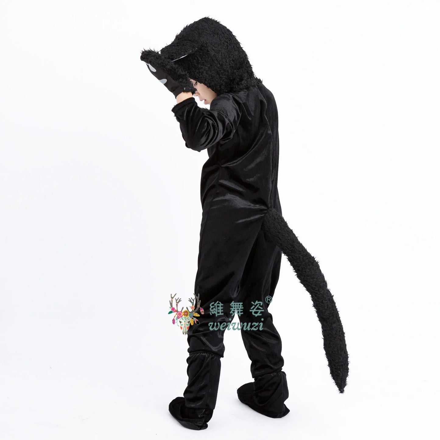 Children's Day Black Cat Cosplay Kids Costume Cute Kitten Animal Onesie Gloves Hat Suit Suitable for Stage Show Halloween Party
