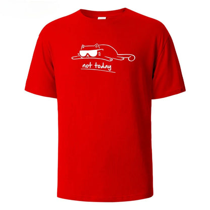 Not Today Cat Printed Comfortable Cotton Tshirt Men Simple Crew Neck Design Soft Breathable Short Sleeve Basic Men's T-shirt Top