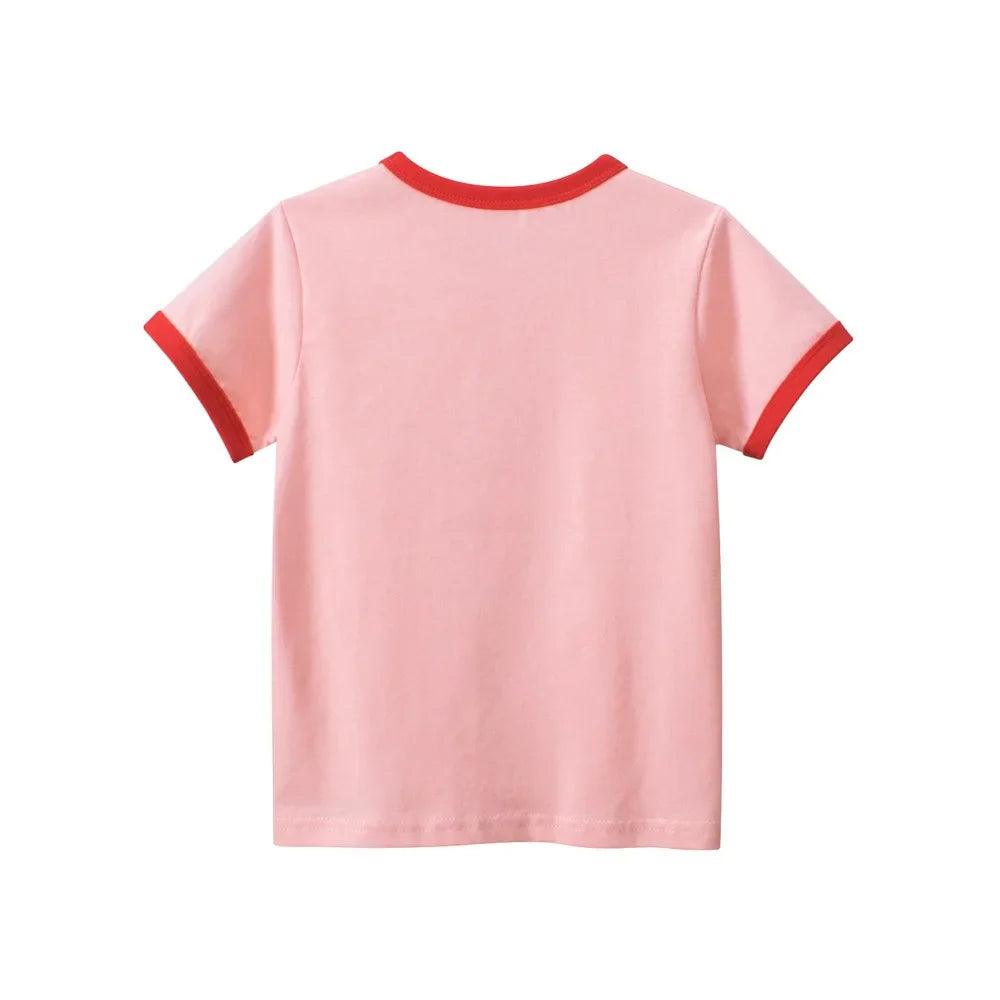 Kids Girls Clothes 100% Cotton Short Sleeve T-Shirts Bear Cat Cartoon Children Clothes 2 3 4 5 6 7 8 Years Kids Summer Clothing