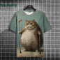 Cat Print T-shirts for Men Casual Short Sleeved Tee Oversized Mens Clothing Men's Funny T-shirt Animal Print Graphic T shirts