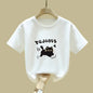 Cute Cat Design Childrens Short Sleeve T Shirt Summer Fashion Top for Girls Kids Clothes