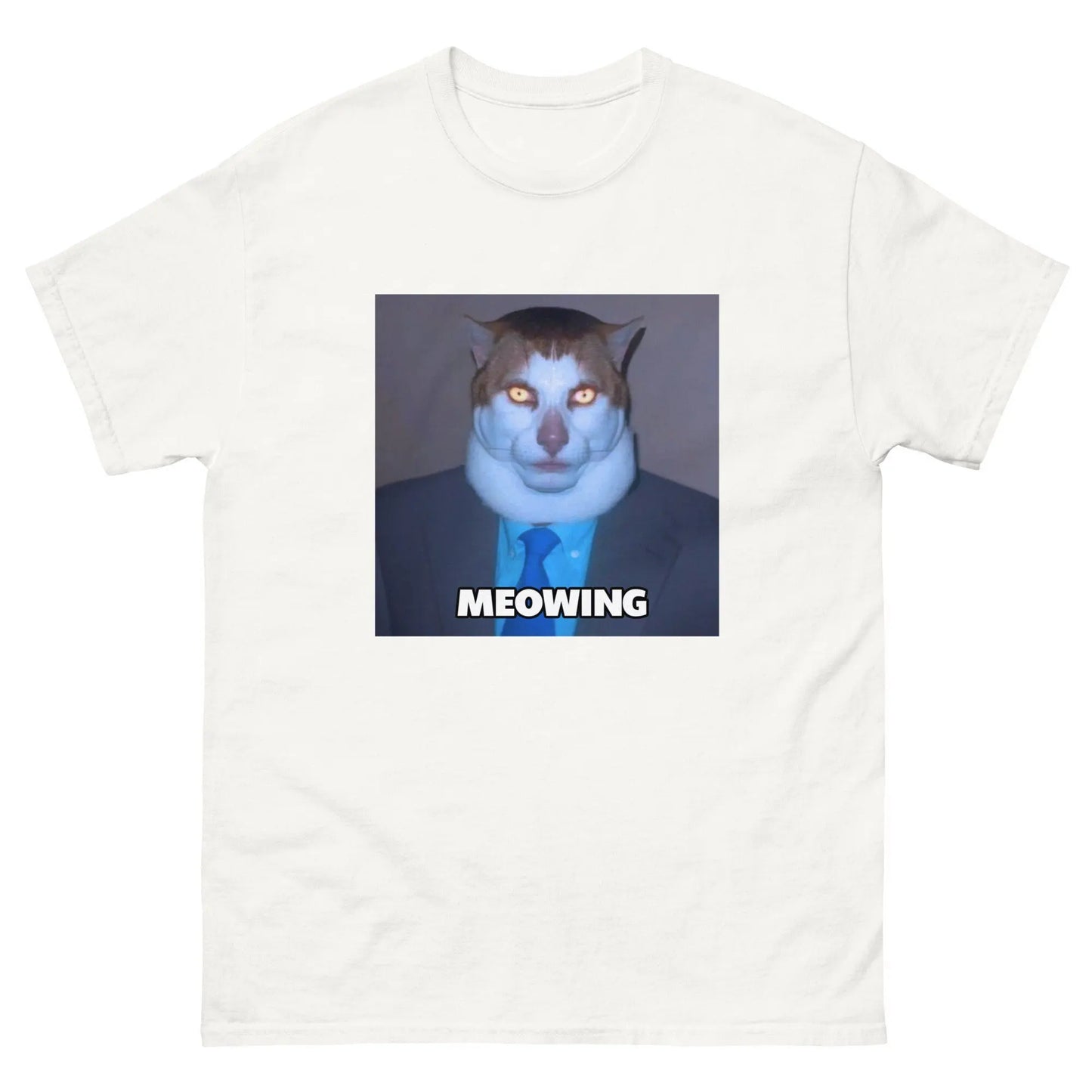 Fun Cat Print Men T-shirt Outdoor Street Casual Funny Personality Versatile Fashionable Trendy Pure Cotton Short-sleeve Clothing