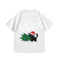 Men's T-Shirt Black Cat with Christmas Tree & What? Print Xmas Party Gift Idea Festive Season Top