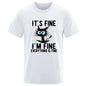 Men's High Quality T-shirt 100% Cotton Funny Cool Cat Printed T-shirt Casual Men's Short Sleeve T-shirt for Men T-Shirt Male Top
