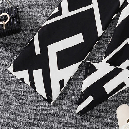 Kids Clothing Sets For Girls Khaki Off-shoulder Long sleeve Top & Stripe Printing Pants Summer Resort Style Children Suits OOTD