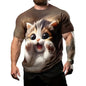 Men's T-Shirt Funny Cat Pattern Cool Printed Men's Short Sleeve Fashion O-Neck T-Shirt Outdoor Casual Lightweight Men's Clothing