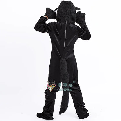 Children's Day Black Cat Cosplay Kids Costume Cute Kitten Animal Onesie Gloves Hat Suit Suitable for Stage Show Halloween Party