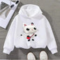 Cute Cartoon Cat Print Kids Sweatshirt Adorable Long-Sleeve Top for Boys Girls Comfortable Casual Wear