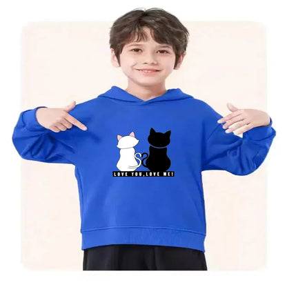 Love you love me cat Children Toddler 3-12 Year Coat Fashion Clothing Boys Girls Hoodie  Tops Spring Autumn Leisure Sweatshirr