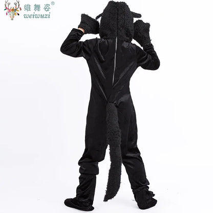 Children's Day Black Cat Cosplay Kids Costume Cute Kitten Animal Onesie Gloves Hat Suit Suitable for Stage Show Halloween Party