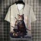 Fashion Warrior Cat Graphic T Shirts For Men Trend Summer Crew Neck 3D Cat Printed Kids T-shirts Cool Streetwear Harajuku Tees