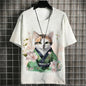 Fashion Warrior Cat Graphic T Shirts For Men Trend Summer Crew Neck 3D Cat Printed Kids T-shirts Cool Streetwear Harajuku Tees